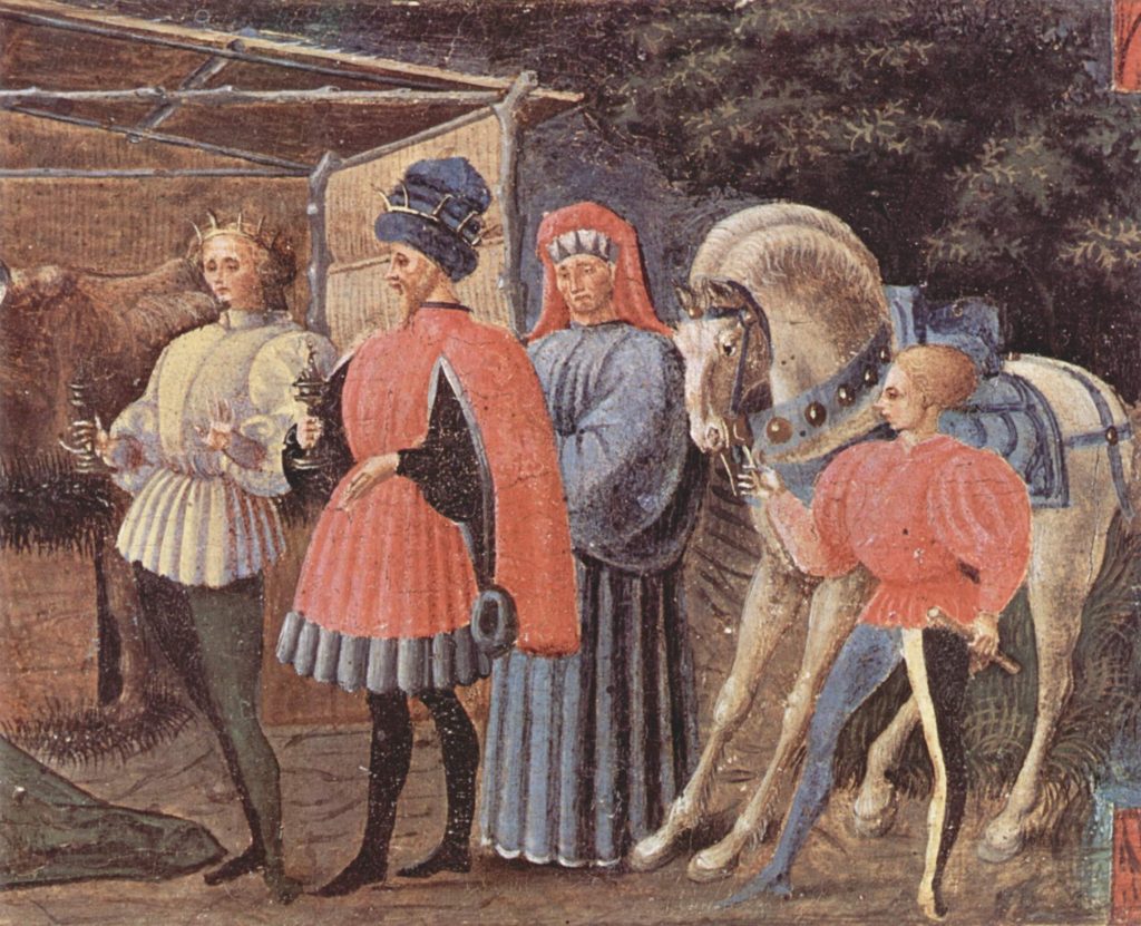 Particolare della Predella di Quarate: Adorazione dei Magi (1426-32 ca.), Paolo Uccello, Museo diocesano di Santo Stefano al Ponte a Firenze